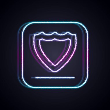 Parlayan neon çizgi simgesi siyah arkaplanda izole edildi. Gardiyan. Güvenlik, güvenlik, koruma, gizlilik kavramı. Vektör.