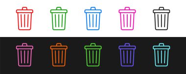 Çöp kutusu simgesini siyah ve beyaz arkaplanda izole et. Çöp kutusu tabelası. Sepet simgesini geri dönüştür. Ofis çöpü ikonu. Vektör