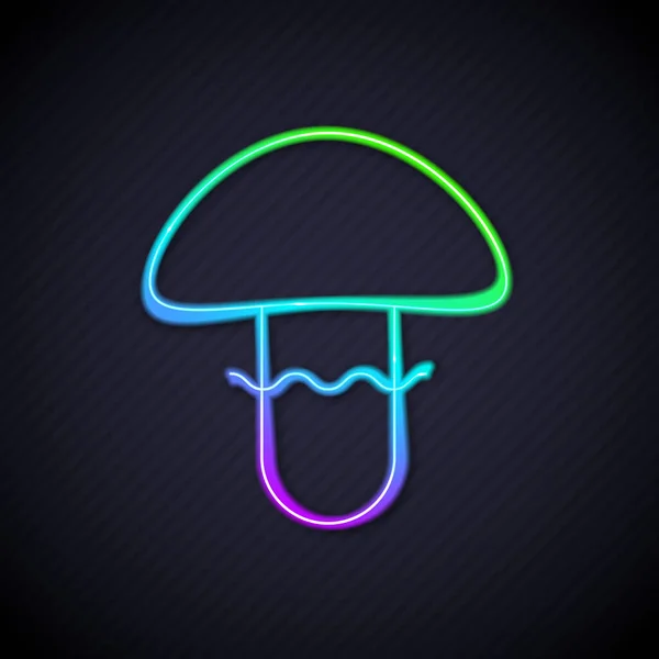 Glowing Neon Line Mushroom Icon Isolated Black Background Vector — Stock Vector