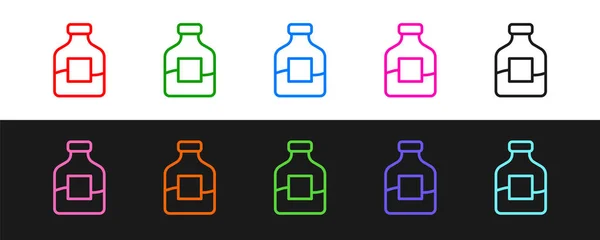 设定系列玻璃瓶伏特加酒图标隔离的黑白背景 — 图库矢量图片