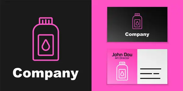 Pink Line Canister Motor Machine Oil Icon Isolated Black Background — Vetor de Stock