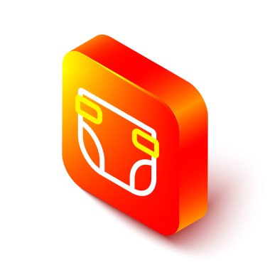 Bebek emme bezi simgesi beyaz arka planda izole edilmiş. Turuncu kare düğme. Vektör