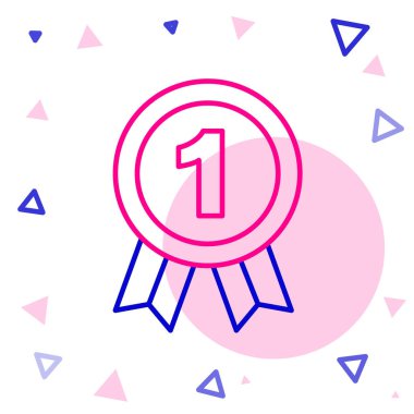 Beyaz arkaplanda çizgi madalyası simgesi izole edildi. Kazanan sembol. Renkli taslak konsepti. Vektör