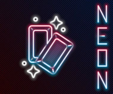 Parlayan neon çizgisi simgesi siyah arkaplanda izole edilmiş. Bankacılık işi konsepti. Renkli taslak konsepti. Vektör