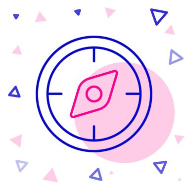 Pusula simgesi beyaz arkaplanda izole edildi. Rüzgâr yön bulma sembolü. Rüzgar gül işareti. Renkli taslak konsepti. Vektör