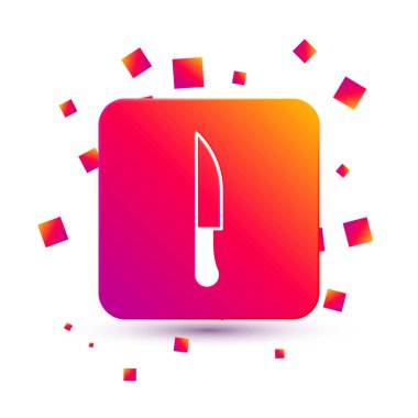 Beyaz Bıçak simgesi beyaz arkaplanda izole edildi. Çatal bıçak sembolü. Kare renk düğmesi. Vektör.