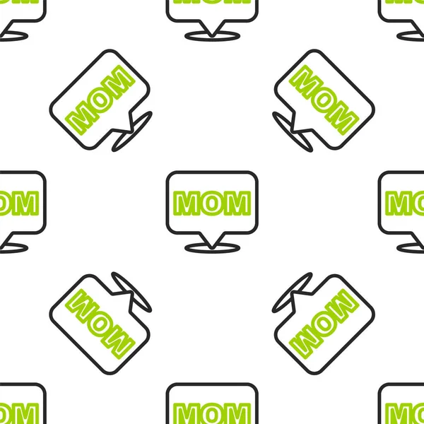 Line Speech Bubble Mom Icon Isolated Seamless Pattern White Background — 스톡 벡터