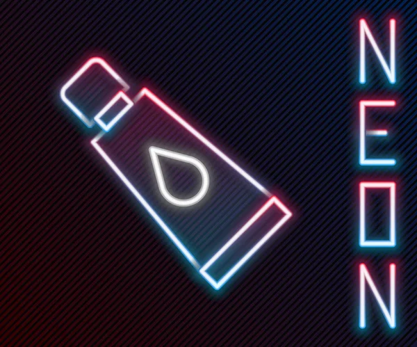 Świecący Neon Linii Krem Lub Balsam Kosmetyczna Ikona Tubki Izolowane — Wektor stockowy