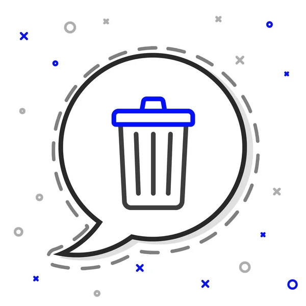 线路垃圾可以图标隔离在白色背景 垃圾箱标志 回收篮图标 办公室垃圾图标 五彩缤纷的概念 — 图库矢量图片