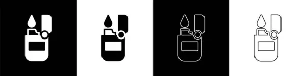 Set Lighter Icon Isolated Black White Background Vector — Stock Vector
