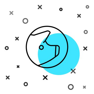 Siyah çizgi domuz simgesi beyaz arkaplanda izole edildi. Hayvan sembolü. Rastgele dinamik şekiller. Vektör