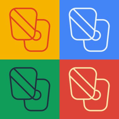 Pop Art Line Boks antrenman patileri ikonu renk arkaplan izole. Vektör