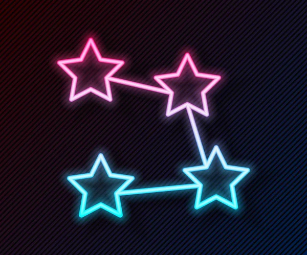 Parlayan neon çizgisi yıldız takımyıldızı burç simgesi siyah arkaplanda izole edildi. Vektör