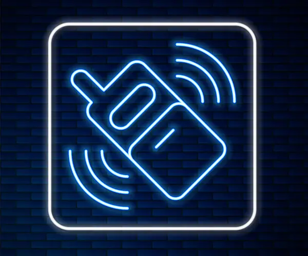 Leuchtende Leuchtschrift Smartphone Handy Symbol Isoliert Auf Ziegelwand Hintergrund Vektor — Stockvektor