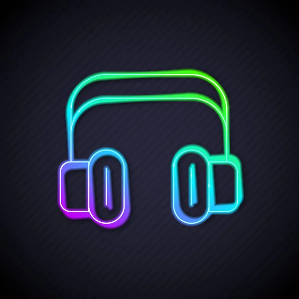 Leuchtende Neon Line Kopfhörer Symbol Isoliert Auf Schwarzem Hintergrund Support — Stockvektor