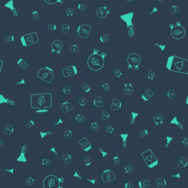 Eko atölyesi, bitki yetiştirme, yapraklı konum ve geri dönüşüm çöpünü pürüzsüz bir şablona ayarla. Vektör