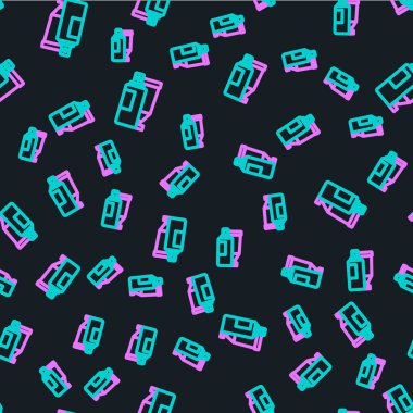 Çizgi krem ya da losyon kozmetik tüp simgesi siyah arkaplanda izole edilmiş. Kadınlar için vücut bakım ürünleri. Vektör.