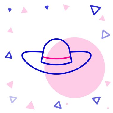 Beyaz arka planda izole edilmiş zarif kadın şapka ikonu. Renkli taslak konsepti. Vektör