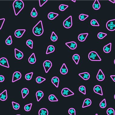 Çizgi Suyu bırakma yüzdesi simgesi siyah arkaplanda izole edilmiş. Nem analizi. Vektör