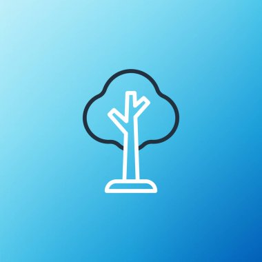 Hat Ağacı simgesi mavi arkaplanda izole edildi. Orman sembolü. Renkli taslak konsepti. Vektör