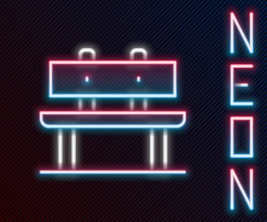 Parlayan neon hattı Bench simgesi siyah arkaplanda izole edildi. Renkli taslak konsepti. Vektör