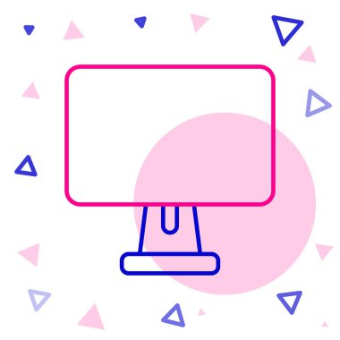 Çizgi Bilgisayar ekranı simgesi beyaz arkaplanda izole edildi. Elektronik cihaz. Ön manzara. Renkli taslak konsepti. Vektör