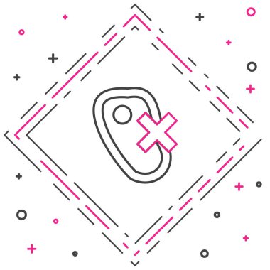 Beyaz arkaplanda et simgesi yok. Fast food yasak - vejetaryen yiyecekler. Renkli taslak konsepti. Vektör