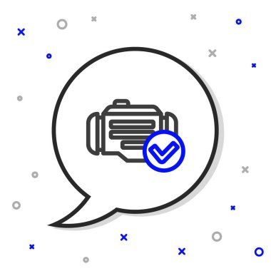 Beyaz arkaplanda satır kontrol motoru simgesi izole edildi. Renkli taslak konsepti. Vektör