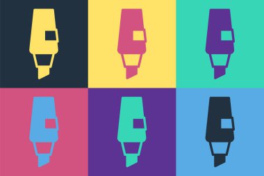 Pop Art Marker kalem simgesi renk arkaplanında izole edildi. Vektör