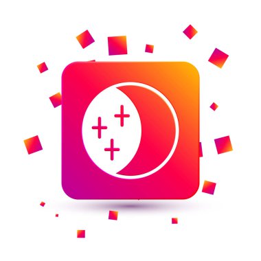 Beyaz arka planda izole edilmiş güneş tutulması simgesi. Tam sonar tutulması. Kare renk düğmesi. Vektör