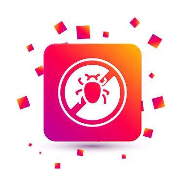 Beyaz arka planda Beyaz Durak Kolorado Böceği simgesi izole edildi. Kare renk düğmesi. Vektör