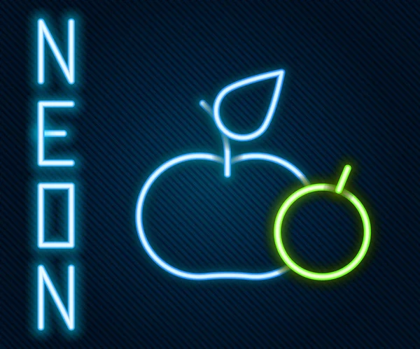 Zářící Neonová Čára Ikona Apple Izolovaná Černém Pozadí Nadváha Zdravé — Stockový vektor