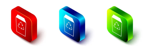 Isometric Recycle Bin Recycle Symbol Icon Isolated White Background Trash — Vector de stock