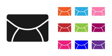 Beyaz arkaplanda siyah posta ve e-posta simgesi izole edildi. Zarf sembolü e-postası. E- posta kodu. Simgeleri renklendirin. Vektör