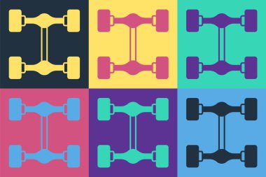 Pop Art Chassis araba simgesi renk arkaplanında izole edildi. Vektör