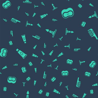 Yanan mumu, sabun, krem veya losyon kozmetik tüpünü ve saç fırçasını pürüzsüz desene göre ayarla. Vektör