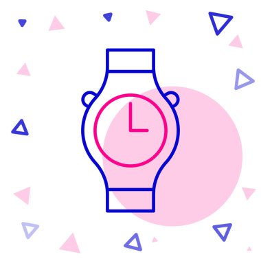 Çizgi bilek izleme simgesi beyaz arkaplanda izole edildi. Kol saati simgesi. Renkli taslak konsepti. Vektör