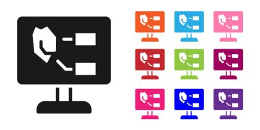 Black Agricultural soil test and results icon isolated on white background. Digital soil analysis. Set icons colorful. Vector