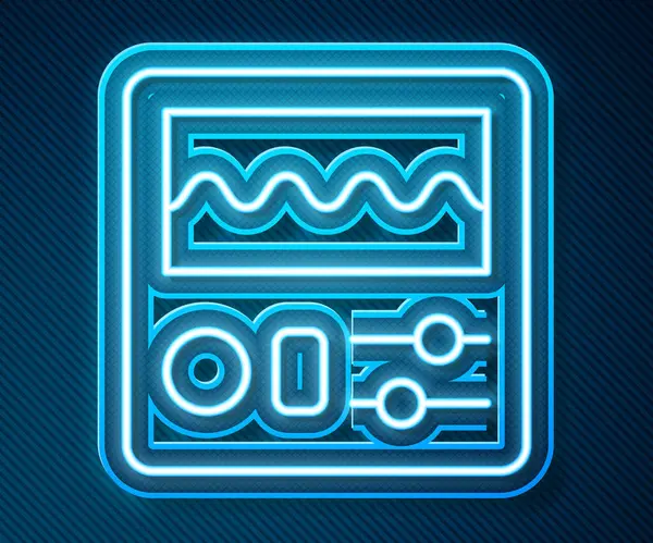 Gloeiende Neon Lijn Drummachine Pictogram Geïsoleerd Blauwe Achtergrond Muziekapparatuur Vector — Stockvector