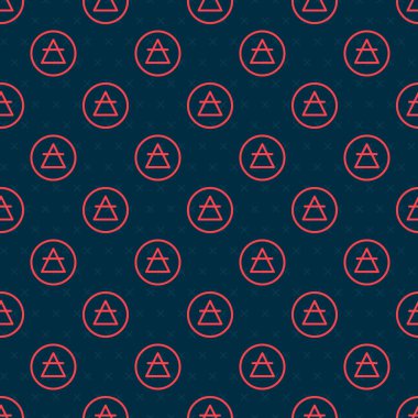 Simya simgesinin kırmızı çizgi hava elementi siyah arkaplanda pürüzsüz desen izole etti. Temel mistik elementler. Vektör