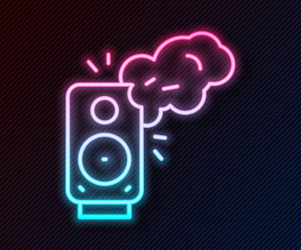 Leuchtendes Neon Line Stereo Lautsprechersymbol Isoliert Auf Schwarzem Hintergrund Soundsystem — Stockvektor