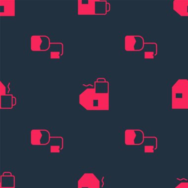 Çay poşetini ve çay fincanını sütle, pürüzsüz desenli olsun. Vektör