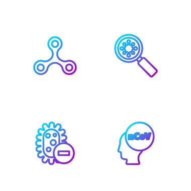 Corona virüsü 2019-nCoV, Negatif, Virüs ve büyüteç altında. Renk simgeleri. Vektör.