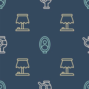 Eskiler 'in amforaları, masa lambası ve portre resmi müzede pürüzsüz bir şekilde sergilendi. Vektör