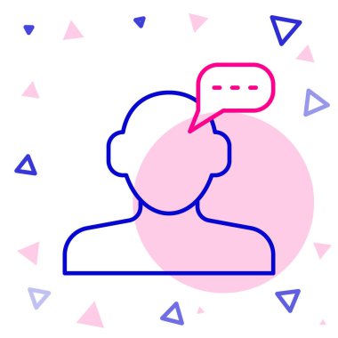 Çevrimiçi psikolojik danışmanlık mesafesi simgesi beyaz arkaplanda izole edildi. Psikoterapi, psikolojik yardım, online psikiyatrist danışmanlığı. Renkli taslak konsepti. Vektör