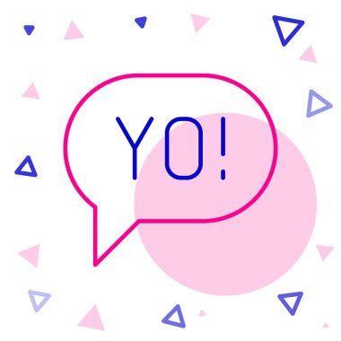 Yo satır argo harf simgesi beyaz arkaplanda izole edildi. Selamlama sözcükleri. Renkli taslak konsepti. Vektör