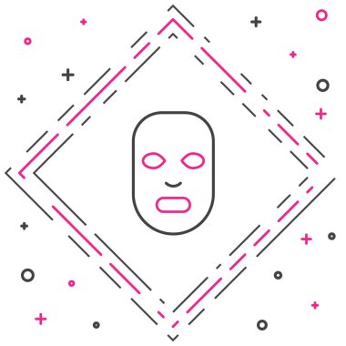 Çizgi Yüz Kozmetik Maskesi simgesi beyaz arkaplanda izole edildi. Kozmetoloji, ilaç ve sağlık hizmetleri. Renkli taslak konsepti. Vektör