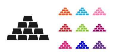 Beyaz arkaplanda siyah altın çubuk simgesi izole edildi. Bankacılık işi konsepti. Simgeleri renklendirin. Vektör