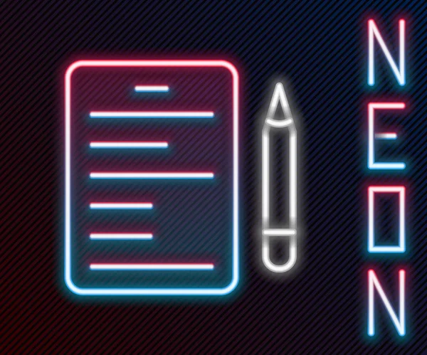 Ragyogó Neon Vonal Forgatókönyv Ikon Elszigetelt Fekete Háttérrel Forgatókönyv Olvasás — Stock Vector