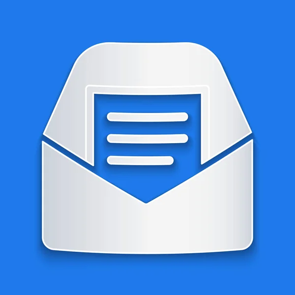 Papiergeschnittene Mail Und Mail Symbol Isoliert Auf Blauem Hintergrund Umschlag — Stockvektor